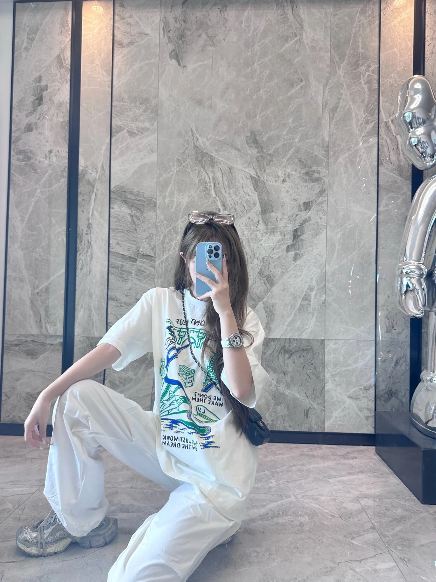 Louis Vuitton/Louis Vuitton 25ss multi-element printed short sleeves
